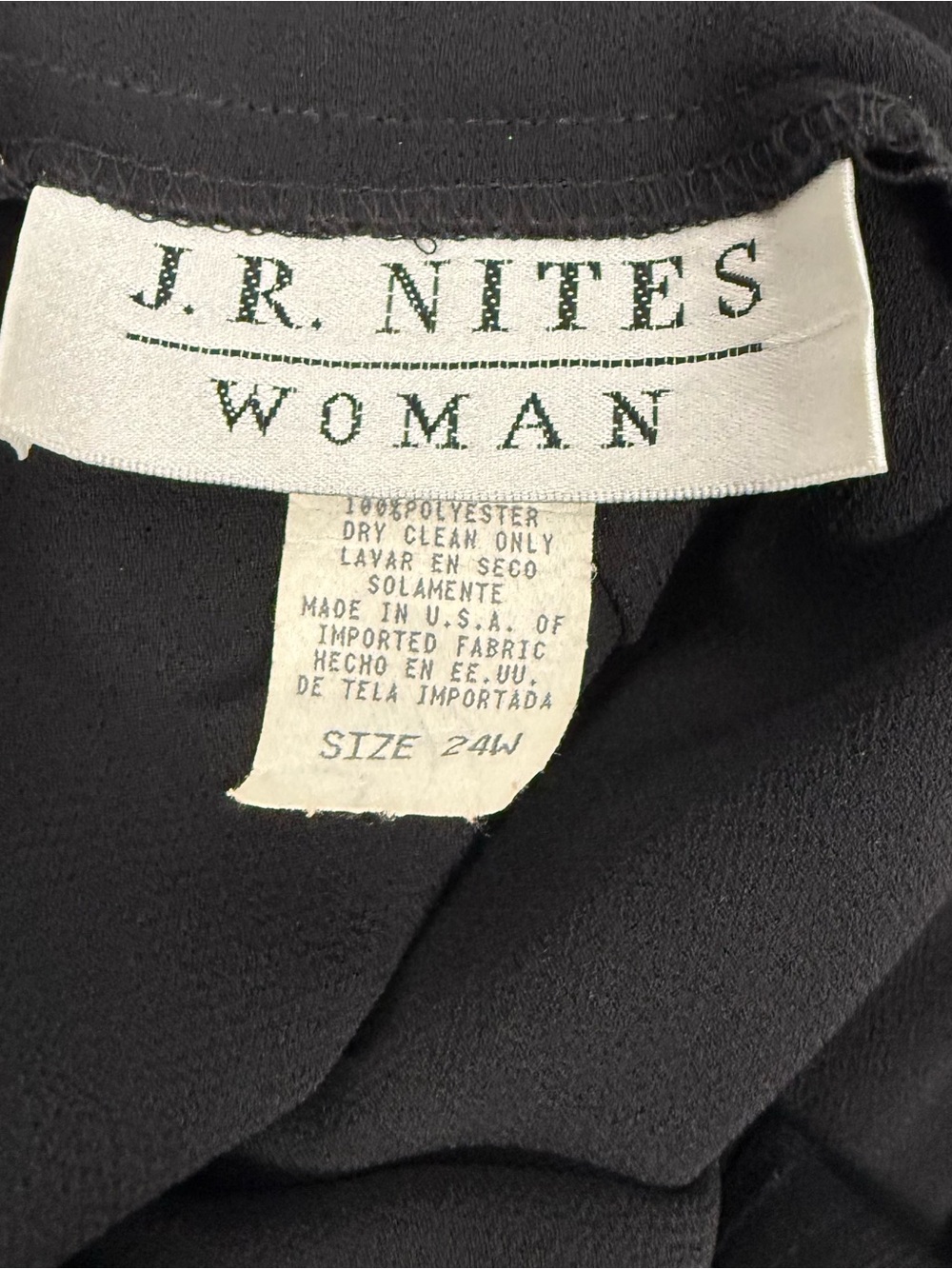 Vintage J.R. Nites Woman Black Polyester Chiffon Overlay Wide Leg Dress Pants 24 - Picture 8 of 9